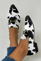 COWEASE | COW PRINT LOAFERS WITH GOLD DETAILING