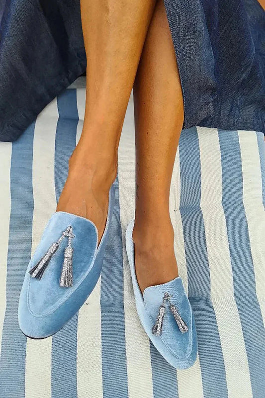 LUXELOAF | LIGHT BLUE TASSEL LOAFERS