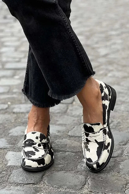 COWPRINT | BLACK AND WHITE LOAFERS