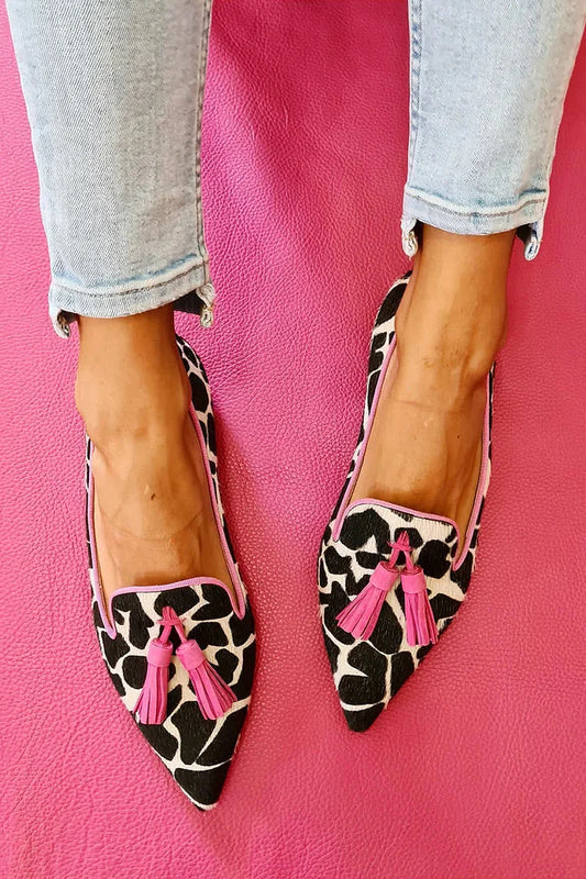 MOOFIT | COW PRINT TASSEL LOAFERS