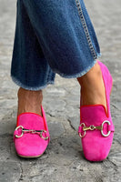FUCHSIALINK | STYLISH HOT PINK CHAIN-DECORATED LOAFERS