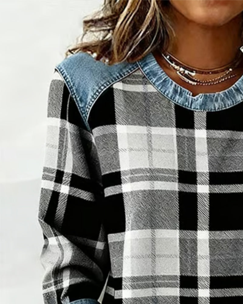 MAYA | SWEATSHIRT WITH CHECKERED PATTERN