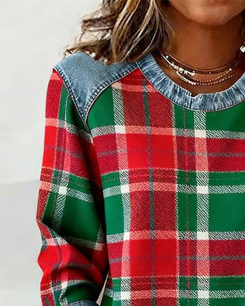 MAYA | SWEATSHIRT WITH CHECKERED PATTERN