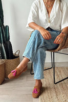 BROWNFIT | SUEDE LOAFERS WITH PINK TASSELS