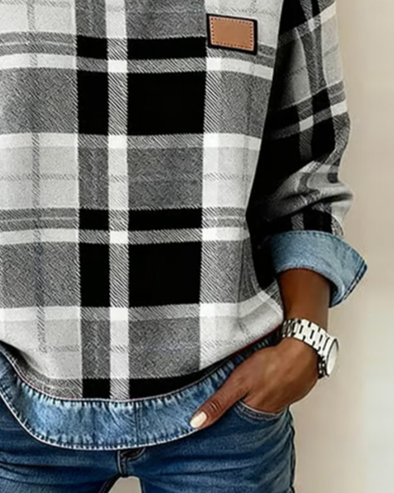 MAYA | SWEATSHIRT WITH CHECKERED PATTERN