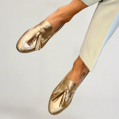 LUXEFIT | CHIC GOLD TASSEL LOAFERS