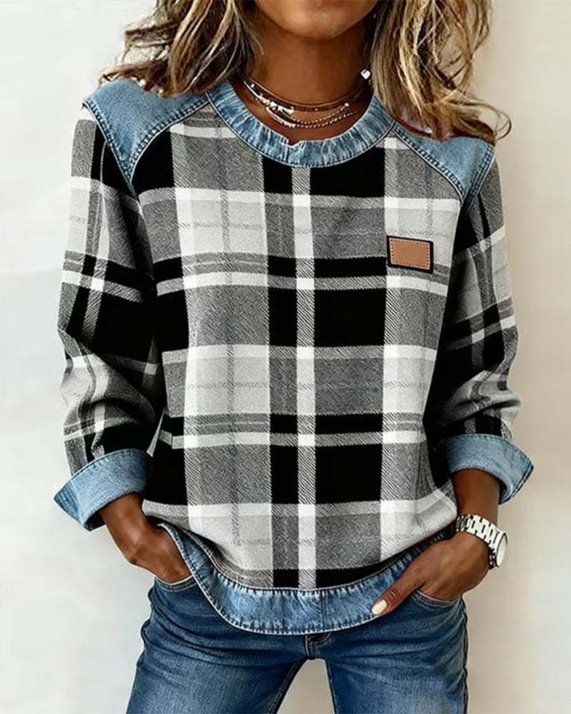 MAYA | SWEATSHIRT WITH CHECKERED PATTERN