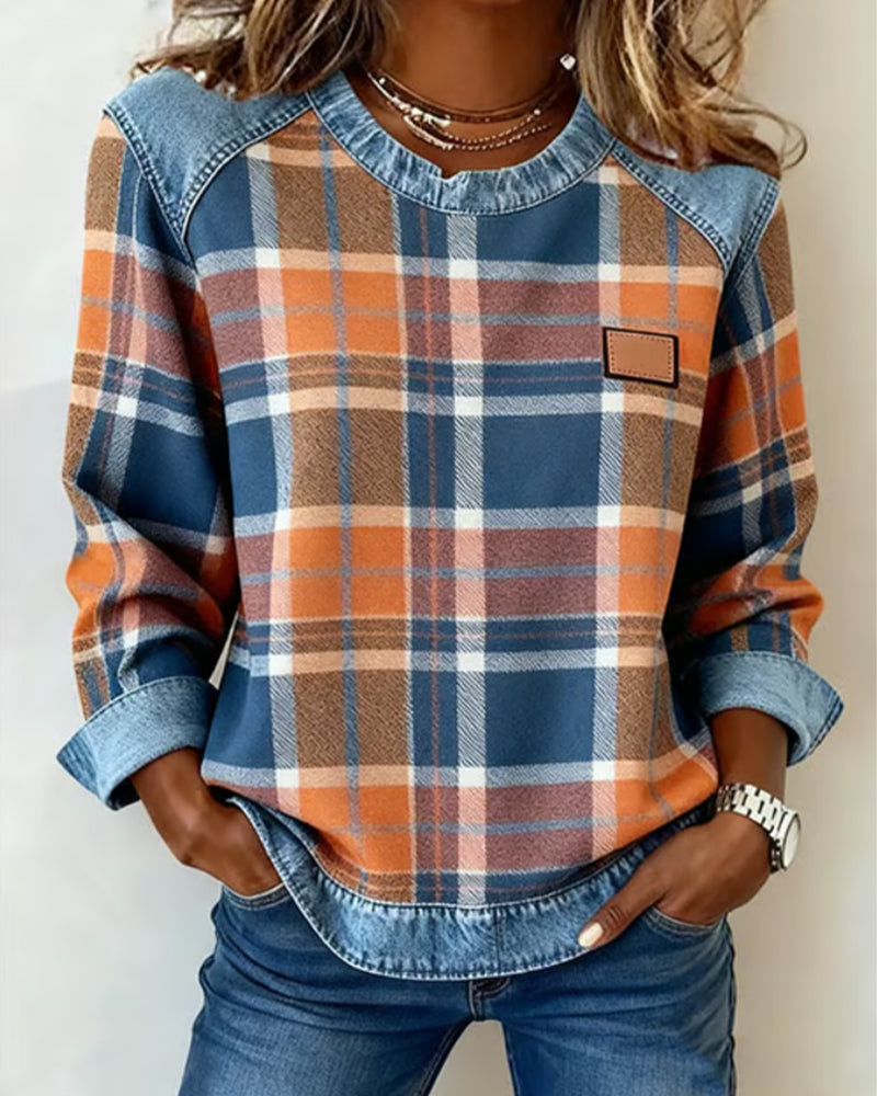 MAYA | SWEATSHIRT WITH CHECKERED PATTERN