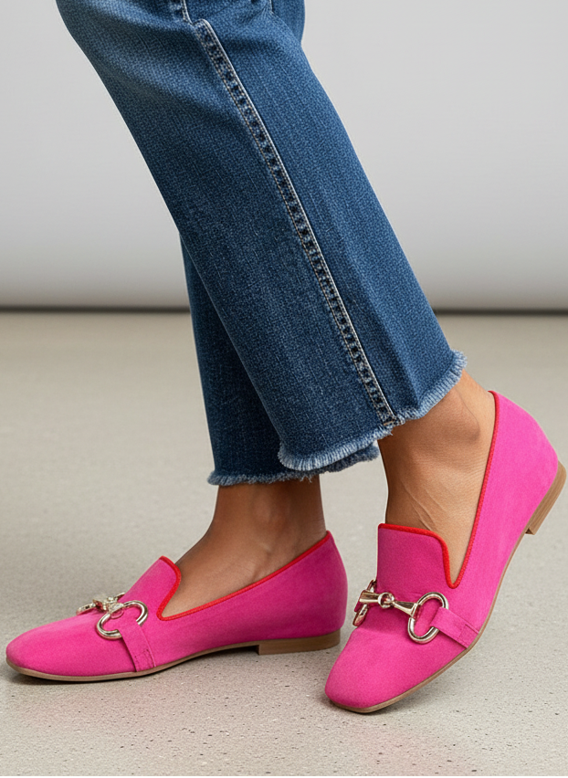 FUCHSIALINK | STYLISH HOT PINK CHAIN-DECORATED LOAFERS