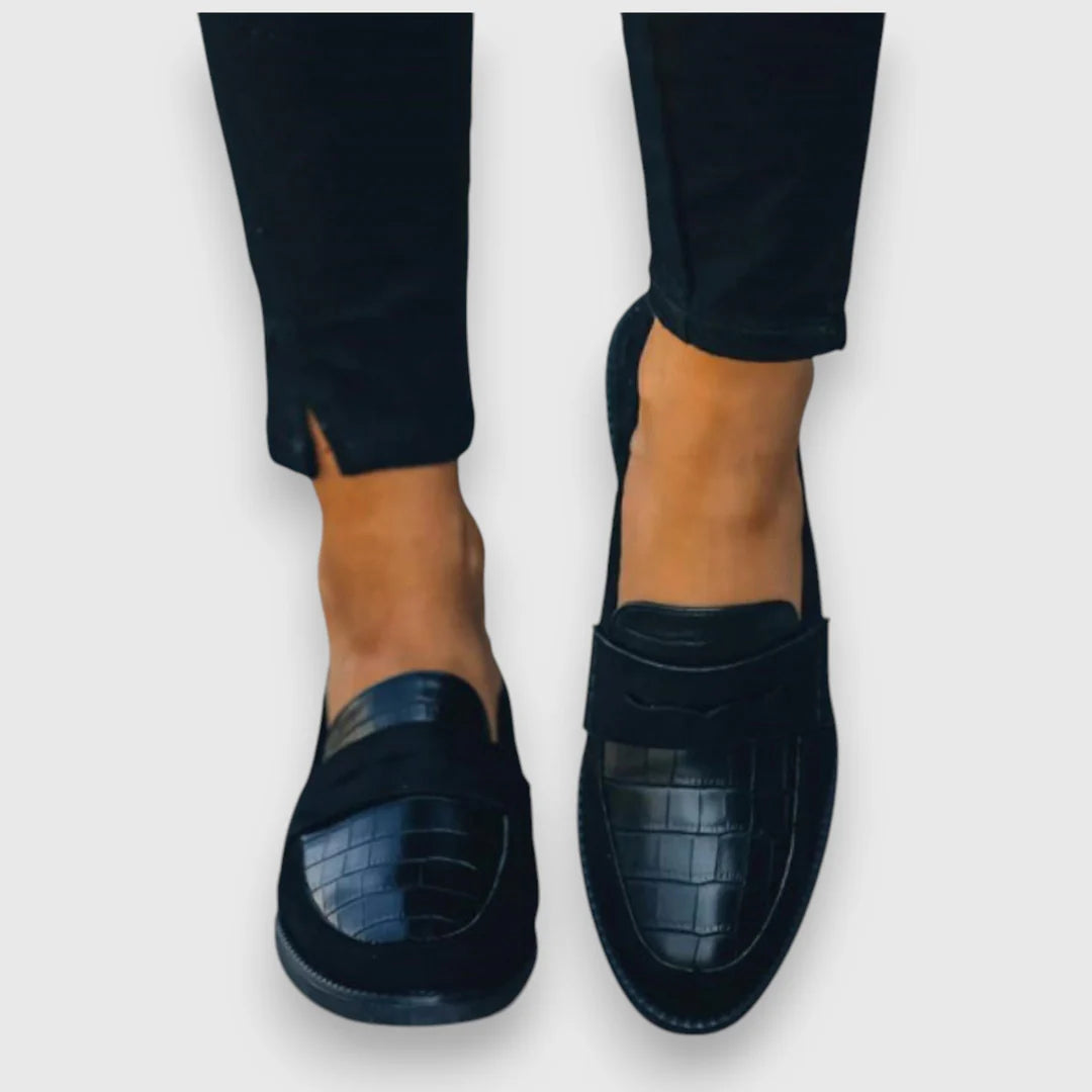 LUXELOAF | BLACK CROC-EFFECT LOAFERS