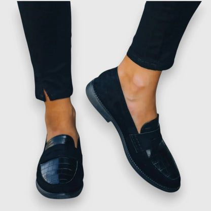 LUXELOAF | BLACK CROC-EFFECT LOAFERS