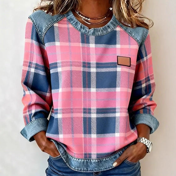 MAYA | SWEATSHIRT WITH CHECKERED PATTERN