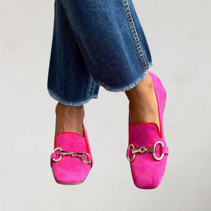 FUCHSIALINK | STYLISH HOT PINK CHAIN-DECORATED LOAFERS