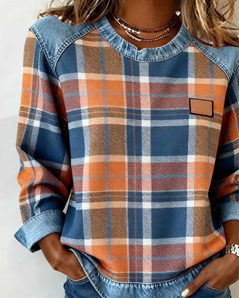 MAYA | SWEATSHIRT WITH CHECKERED PATTERN